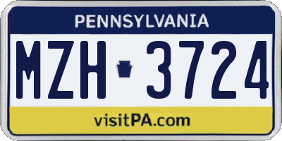 PA license plate MZH3724