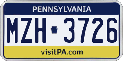 PA license plate MZH3726
