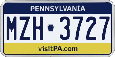 PA license plate MZH3727