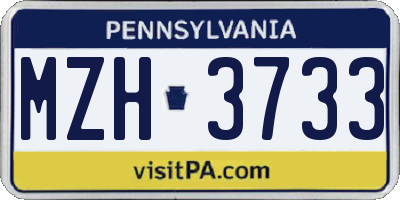 PA license plate MZH3733