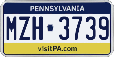 PA license plate MZH3739