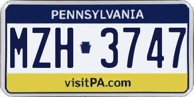 PA license plate MZH3747