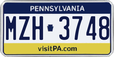 PA license plate MZH3748