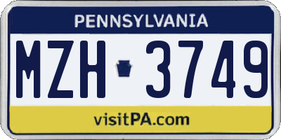 PA license plate MZH3749