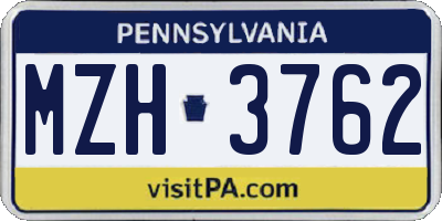 PA license plate MZH3762
