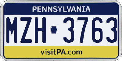 PA license plate MZH3763