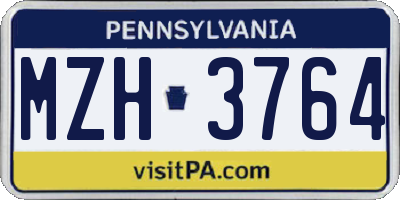 PA license plate MZH3764