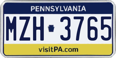 PA license plate MZH3765