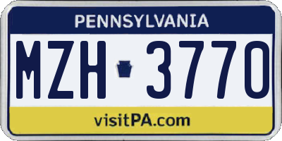 PA license plate MZH3770