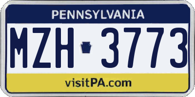 PA license plate MZH3773