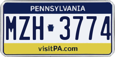 PA license plate MZH3774