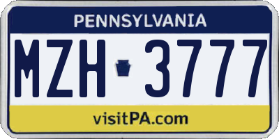 PA license plate MZH3777