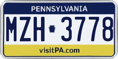 PA license plate MZH3778
