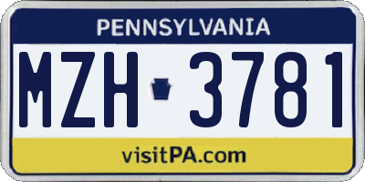 PA license plate MZH3781