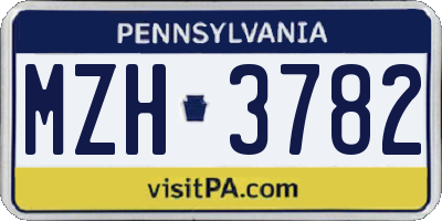 PA license plate MZH3782