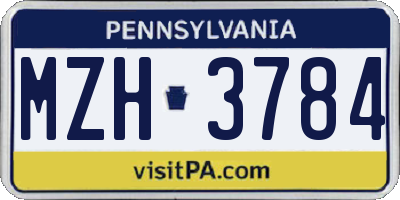PA license plate MZH3784