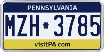 PA license plate MZH3785