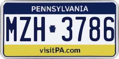 PA license plate MZH3786