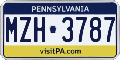 PA license plate MZH3787