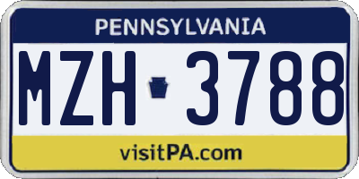 PA license plate MZH3788
