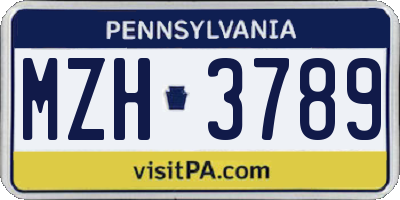 PA license plate MZH3789