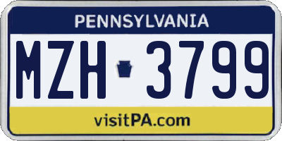 PA license plate MZH3799