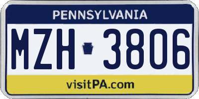 PA license plate MZH3806
