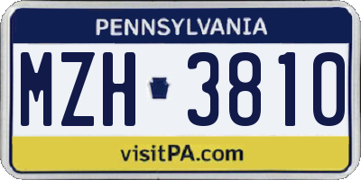PA license plate MZH3810