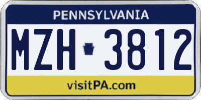 PA license plate MZH3812