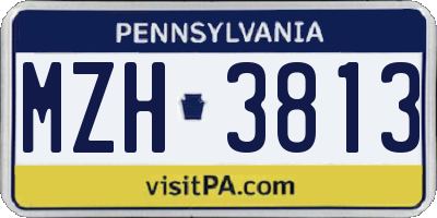 PA license plate MZH3813