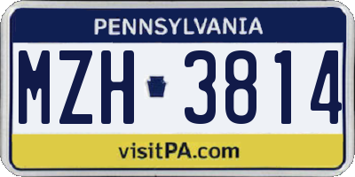 PA license plate MZH3814