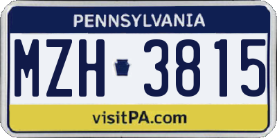 PA license plate MZH3815