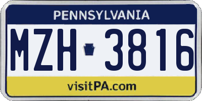 PA license plate MZH3816