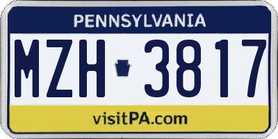 PA license plate MZH3817