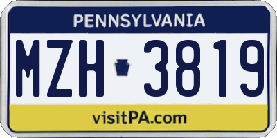 PA license plate MZH3819