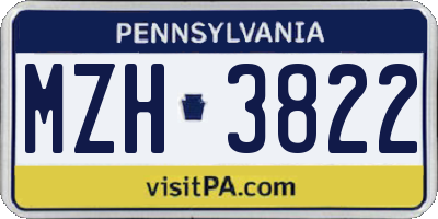 PA license plate MZH3822