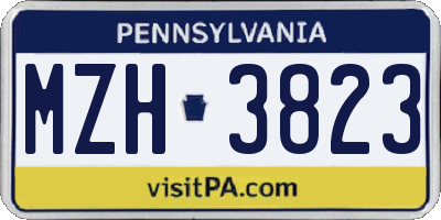 PA license plate MZH3823