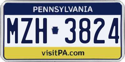 PA license plate MZH3824