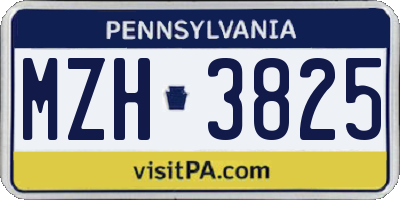 PA license plate MZH3825