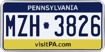 PA license plate MZH3826
