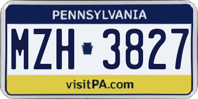 PA license plate MZH3827