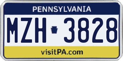 PA license plate MZH3828