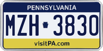 PA license plate MZH3830