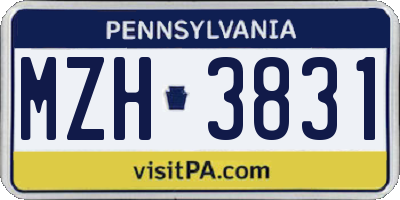 PA license plate MZH3831