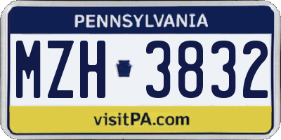 PA license plate MZH3832