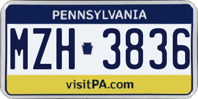 PA license plate MZH3836