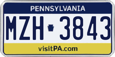 PA license plate MZH3843