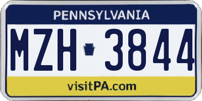 PA license plate MZH3844