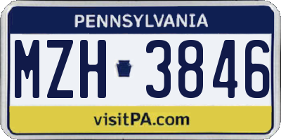PA license plate MZH3846