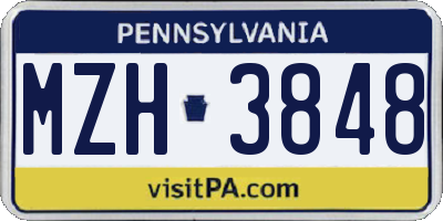 PA license plate MZH3848